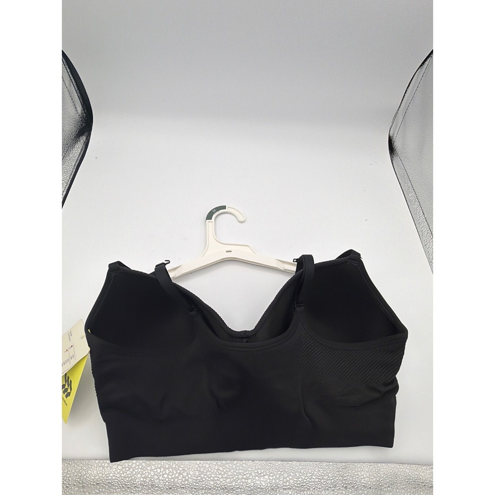 All in Motion Black Medium Support Sports Bra Longline Seamless Molded Pads M - Picture 2 of 4